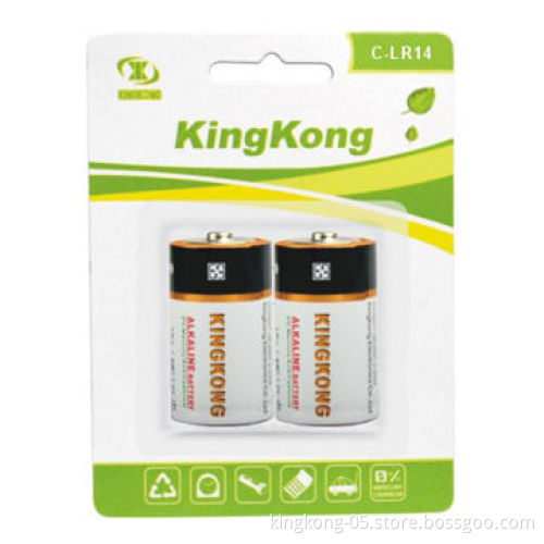 Alkaline Dry Batteries, LR14 1.5V C Size, Shrink Packing and Blister Card